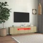 Mueble de TV con luces LED roble Sonoma 160x35x40 cm de vidaXL, Muebles TV - Ref: Foro24-804430, Precio: 108,09 €, Descuento: %