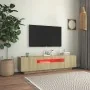TV cabinet with LED lights Sonoma oak 160x35x40 cm by vidaXL, TV Furniture - Ref: Foro24-804430, Price: 108,09 €, Discount: %