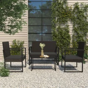 Garden set with cushions 4 pieces black synthetic rattan by vidaXL, Outdoor sofas - Ref: Foro24-319199, Price: 219,16 €, Disc...