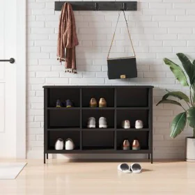 Black engineered wood shoe rack 100x35x70 cm by vidaXL, Shoe racks and shoe organizers - Ref: Foro24-831843, Price: 74,39 €, ...