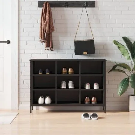 Black engineered wood shoe rack 100x35x70 cm by vidaXL, Shoe racks and shoe organizers - Ref: Foro24-831843, Price: 74,39 €, ...
