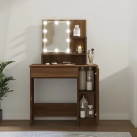 Dressing table with LED brown oak 86.5x35x136 cm by vidaXL, Bedroom Dressers - Ref: Foro24-820486, Price: 97,49 €, Discount: %