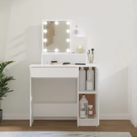 Schminktisch mit weißem LED 86,5x35x136 cm von vidaXL, Schlafzimmerkommoden - Ref: Foro24-808810, Preis: 108,19 €, Rabatt: %