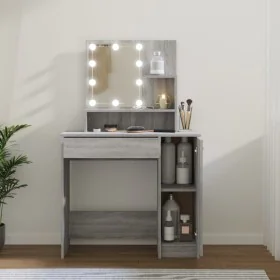 Sonoma gray LED dressing table 86.5x35x136 cm by vidaXL, Bedroom Dressers - Ref: Foro24-820485, Price: 94,62 €, Discount: %