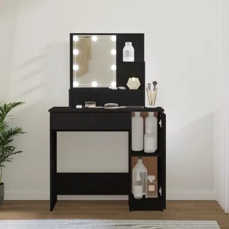 Dressing table with LED black 86.5x35x136 cm by vidaXL, Bedroom Dressers - Ref: Foro24-808811, Price: 90,76 €, Discount: %