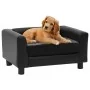 Plush and black synthetic leather dog sofa 60x43x30 cm by vidaXL, Beds for dogs - Ref: Foro24-170960, Price: 73,42 €, Discoun...