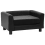 Plush and black synthetic leather dog sofa 60x43x30 cm by vidaXL, Beds for dogs - Ref: Foro24-170960, Price: 73,42 €, Discoun...