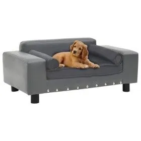 Sofá para perros felpa y cuero sintético gris 81x43x31 cm de vidaXL, Camas para perros - Ref: Foro24-170953, Precio: 75,27 €,...