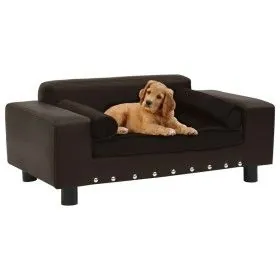 Plush and brown synthetic leather dog sofa 81x43x31 cm by vidaXL, Beds for dogs - Ref: Foro24-170955, Price: 85,51 €, Discoun...