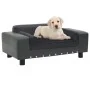 Dark gray plush and synthetic leather dog sofa 81x43x31cm by vidaXL, Beds for dogs - Ref: Foro24-171044, Price: 95,48 €, Disc...
