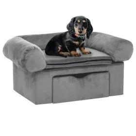 Sofá para perros con cajón felpa gris 75x50x38 cm de vidaXL, Camas para perros - Ref: Foro24-171076, Precio: 111,08 €, Descue...