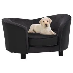 Plush and black synthetic leather dog sofa 69x49x40 cm by vidaXL, Beds for dogs - Ref: Foro24-171032, Price: 113,23 €, Discou...
