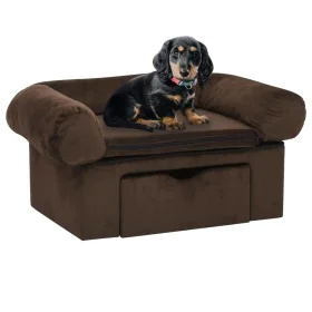 Dog sofa with brown plush drawer 75x50x38 cm by vidaXL, Beds for dogs - Ref: Foro24-171077, Price: 110,38 €, Discount: %