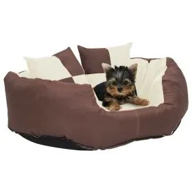 Reversible and washable brown and cream dog cushion 65x50x20cm by vidaXL, Beds for dogs - Ref: Foro24-171211, Price: 45,12 €,...