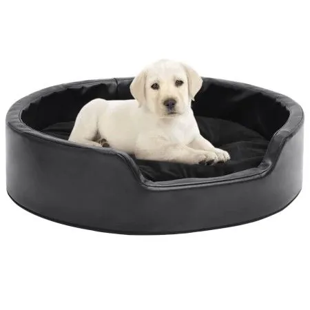 Cama para perros felpa y cuero sintético negra 69x59x19 cm de vidaXL, Camas para perros - Ref: Foro24-171261, Precio: 53,39 €...
