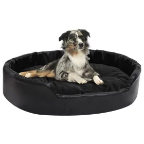 Black plush and synthetic leather dog bed 90x79x20 cm by vidaXL, Beds for dogs - Ref: Foro24-171263, Price: 78,67 €, Discount: %