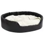 Schwarz-beiges Hundebett aus Plüsch und Kunstleder, 99 x 89 x 21 cm von vidaXL, Betten für Hunde - Ref: Foro24-171272, Preis:...