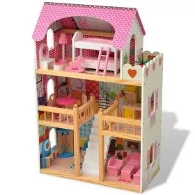 3-stöckiges Puppenhaus aus Holz 60x30x90 cm von vidaXL, Puppenhäuser - Ref: Foro24-80175, Preis: 91,52 €, Rabatt: %