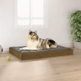 Massives Kiefernholzbett für Hunde in Honigbraun, 91,5x64x9 cm. von vidaXL, Betten für Hunde - Ref: Foro24-820864, Preis: 52,...