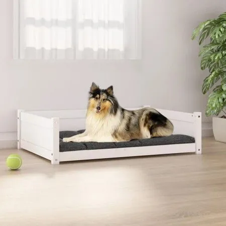Bett für Hunde aus massiver Kiefer in Weiß 95,5x65,5x28 cm von vidaXL, Betten für Hunde - Ref: Foro24-821458, Preis: 80,33 €,...