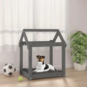 Hundebett aus massivem, grauem Kiefernholz, 61 x 50 x 70 cm von vidaXL, Betten für Hunde - Ref: Foro24-822199, Preis: 40,40 €...