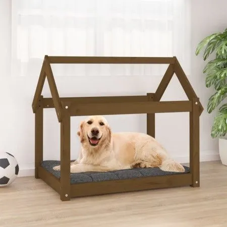 Hundebett aus massivem Kiefernholz, honigbraun, 81 x 60 x 70 cm von vidaXL, Betten für Hunde - Ref: Foro24-822210, Preis: 50,...