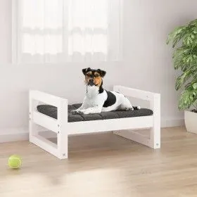 Hundebett aus massivem weißem Kiefernholz, 55,5 x 45,5 x 28 cm von vidaXL, Betten für Hunde - Ref: Foro24-821468, Preis: 44,4...