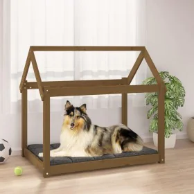 Cama para perros madera maciza pino marrón miel 101x70x90 cm by vidaXL, Beds for dogs - Ref: Foro24-822215, Price: 65,39 €, D...