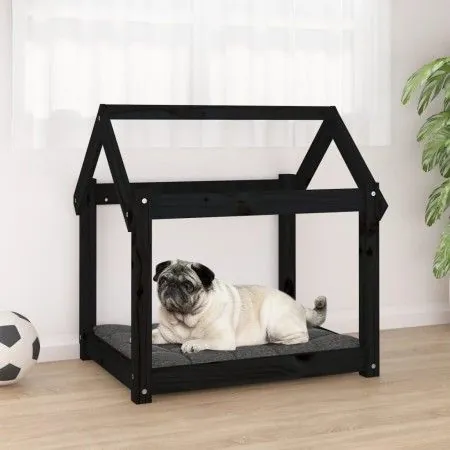 Cama para perros madera maciza de pino negro 71x55x70 cm de vidaXL, Camas para perros - Ref: Foro24-822206, Precio: 43,86 €, ...