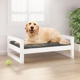 Hundebett aus massivem weißem Kiefernholz, 75,5 x 55,5 x 28 cm von vidaXL, Betten für Hunde - Ref: Foro24-821478, Preis: 56,8...