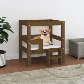 Solid pine wood dog bed honey brown 55.5x53.5x60 cm by vidaXL, Beds for dogs - Ref: Foro24-822370, Price: 49,09 €, Discount: %