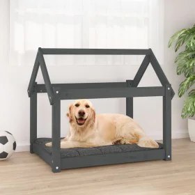 Hundebett aus massivem, grauem Kiefernholz, 81 x 60 x 70 cm von vidaXL, Betten für Hunde - Ref: Foro24-822209, Preis: 53,65 €...