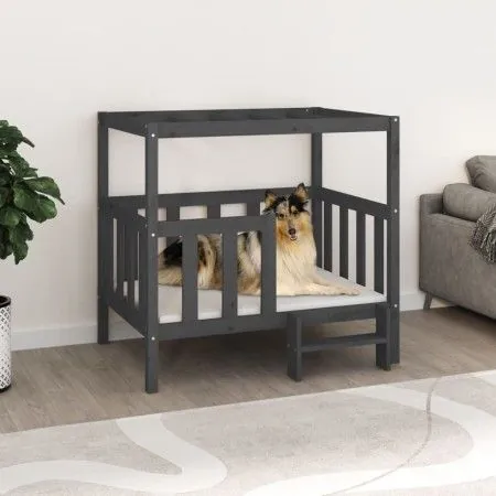 Massivholz Kiefer Hundebett grau 105,5x83,5x100 cm von vidaXL, Betten für Hunde - Ref: Foro24-822389, Preis: 102,63 €, Rabatt: %