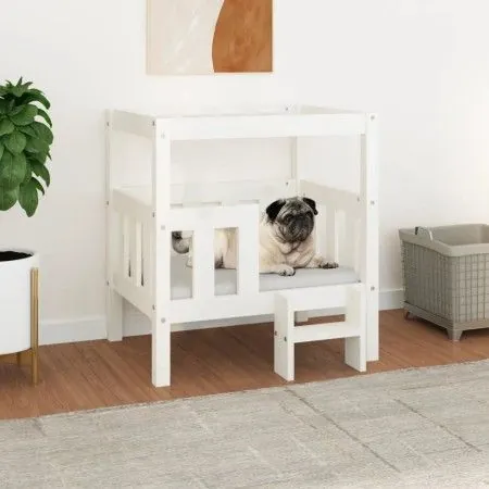 Bett für Hunde aus massiver Kiefer in Weiß 65,5x43x70 cm von vidaXL, Betten für Hunde - Ref: Foro24-822373, Preis: 81,41 €, R...