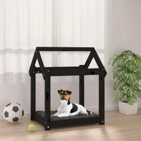 Bett für Hunde aus massivem schwarzen Kiefernholz 61x50x70 cm von vidaXL, Betten für Hunde - Ref: Foro24-822201, Preis: 40,58...