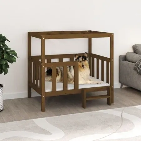 Massives Kiefernholzbett für Hunde in Honigbraun, 105,5x83,5x100 cm. von vidaXL, Betten für Hunde - Ref: Foro24-822390, Preis...