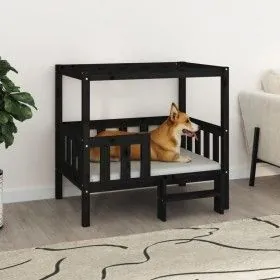 Cama para perros madera maciza de pino negro 95,5x73,5x90 cm de vidaXL, Camas para perros - Ref: Foro24-822386, Precio: 97,37...
