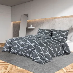Graue Baumwolle Bettbezug Set 155x220 cm von vidaXL, Bettbezüge - Ref: Foro24-136055, Preis: 31,22 €, Rabatt: %