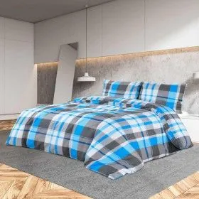 Juego de funda nórdica algodón azul y gris 140x200 cm de vidaXL, Fundas de nórdico - Ref: Foro24-136065, Precio: 17,92 €, Des...