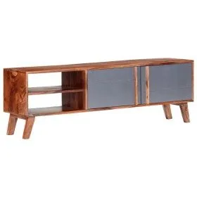 Gray Sheesham solid wood TV cabinet 140x30x35 cm by vidaXL, TV Furniture - Ref: Foro24-286369, Price: 181,22 €, Discount: %