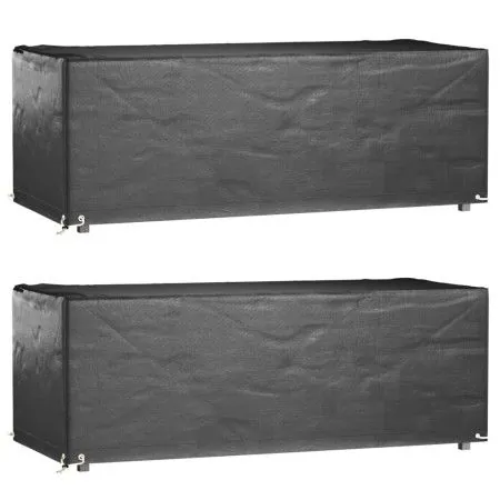 Fundas muebles jardín 2 uds 8 ojales rectangular 192x82x65 cm de vidaXL, Fundas para muebles de jardín - Ref: Foro24-3155349,...