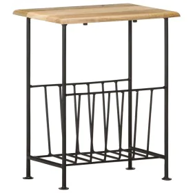 Revistero madera maciza de mango y acero 40x30x50 cm de vidaXL, Revisteros - Ref: Foro24-286465, Precio: 98,34 €, Descuento: %