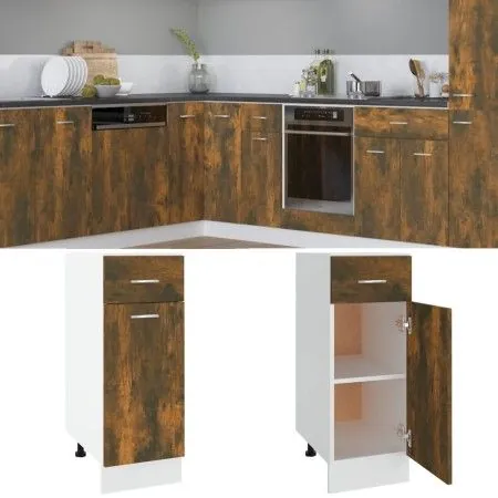 Küchenunterschrank aus geräuchertem Eichenholzwerkstoff von vidaXL, Küchenschränke - Ref: Foro24-815567, Preis: 55,20 €, Raba...