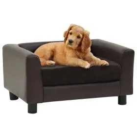 Sofá para perros felpa y cuero sintético marrón 60x43x30 cm de vidaXL, Camas para perros - Ref: Foro24-170961, Precio: 73,18 ...
