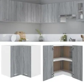 Corner hanging wardrobe in gray Sonoma engineered wood by vidaXL, Kitchen cabinets - Ref: Foro24-815598, Price: 79,12 €, Disc...