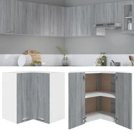 Corner hanging wardrobe in gray Sonoma engineered wood by vidaXL, Kitchen cabinets - Ref: Foro24-815598, Price: 79,12 €, Disc...