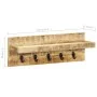 Wall coat rack solid untreated mango wood 60x15x20 cm by vidaXL, Hat and coat racks - Ref: Foro24-286469, Price: 42,29 €, Dis...