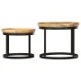 Round side tables 2 pcs solid mango wood and steel by vidaXL, Side tables - Ref: Foro24-286470, Price: 181,60 €, Discount: %