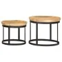 Round side tables 2 pcs solid mango wood and steel by vidaXL, Side tables - Ref: Foro24-286470, Price: 181,60 €, Discount: %