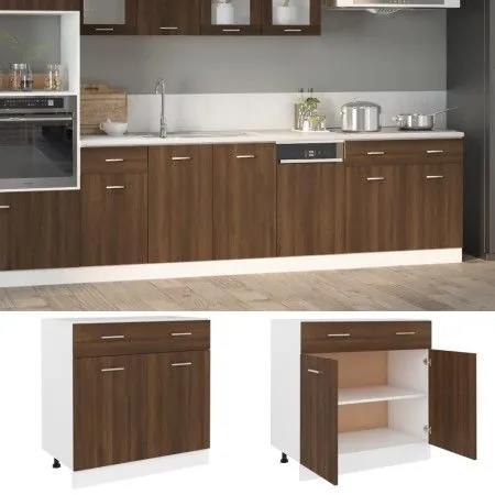 Unterschrank aus braunem Eichensperrholz, 80 x 46 x 81,5 cm von vidaXL, Küchenschränke - Ref: Foro24-815581, Preis: 103,70 €,...